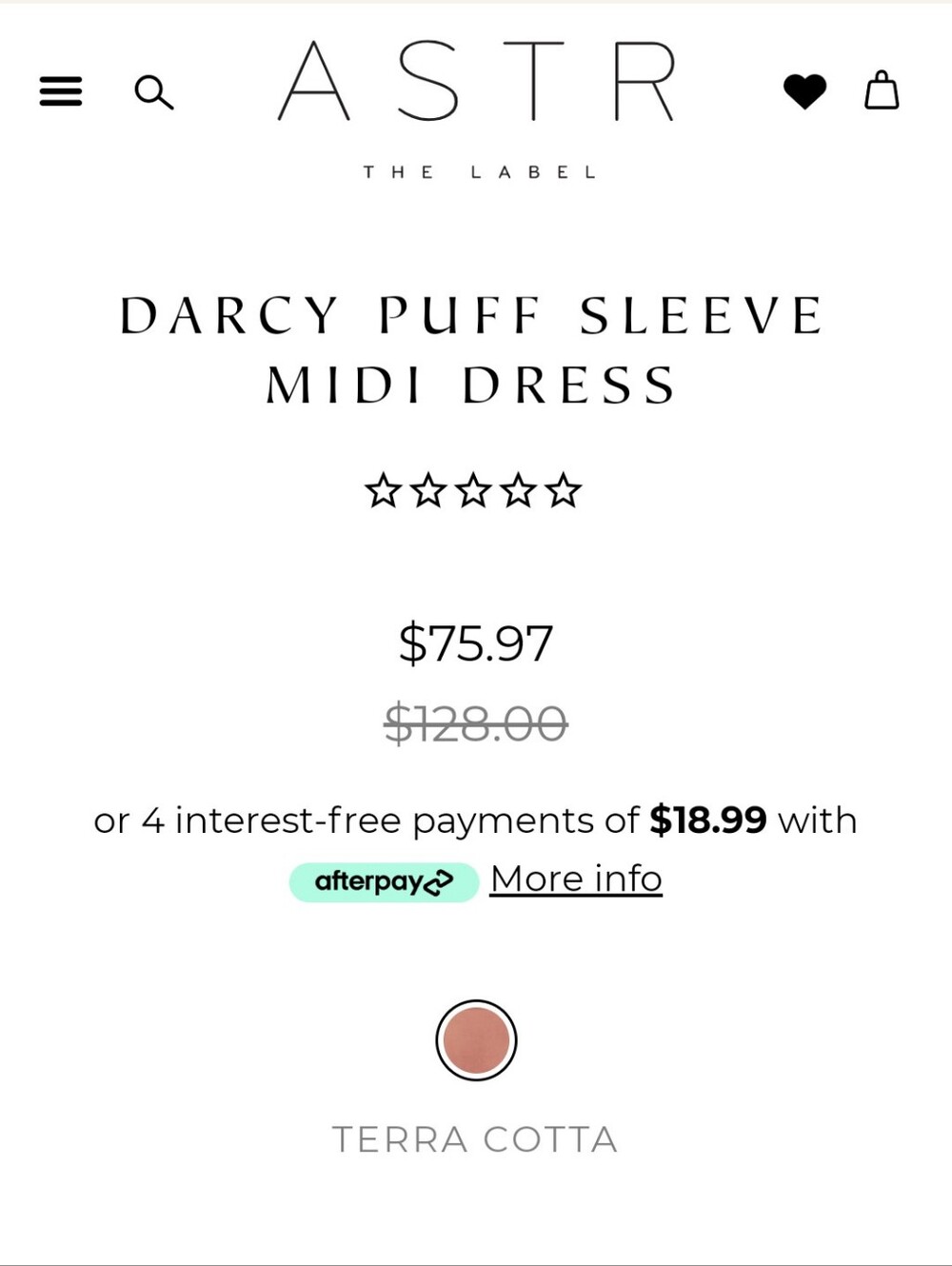 ASTR Darcy Puff Sleeve MIDI DRESS RUST XS/S - Picture 2 of 13